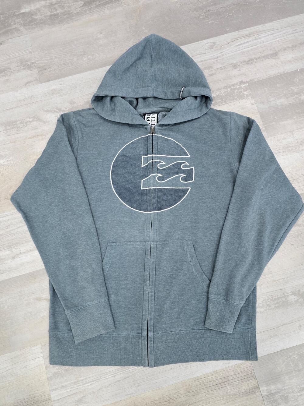 Vintage Billabong Zip Up Hoodie XL Teal Green Split Wave Logo Y2K Surf Grunge